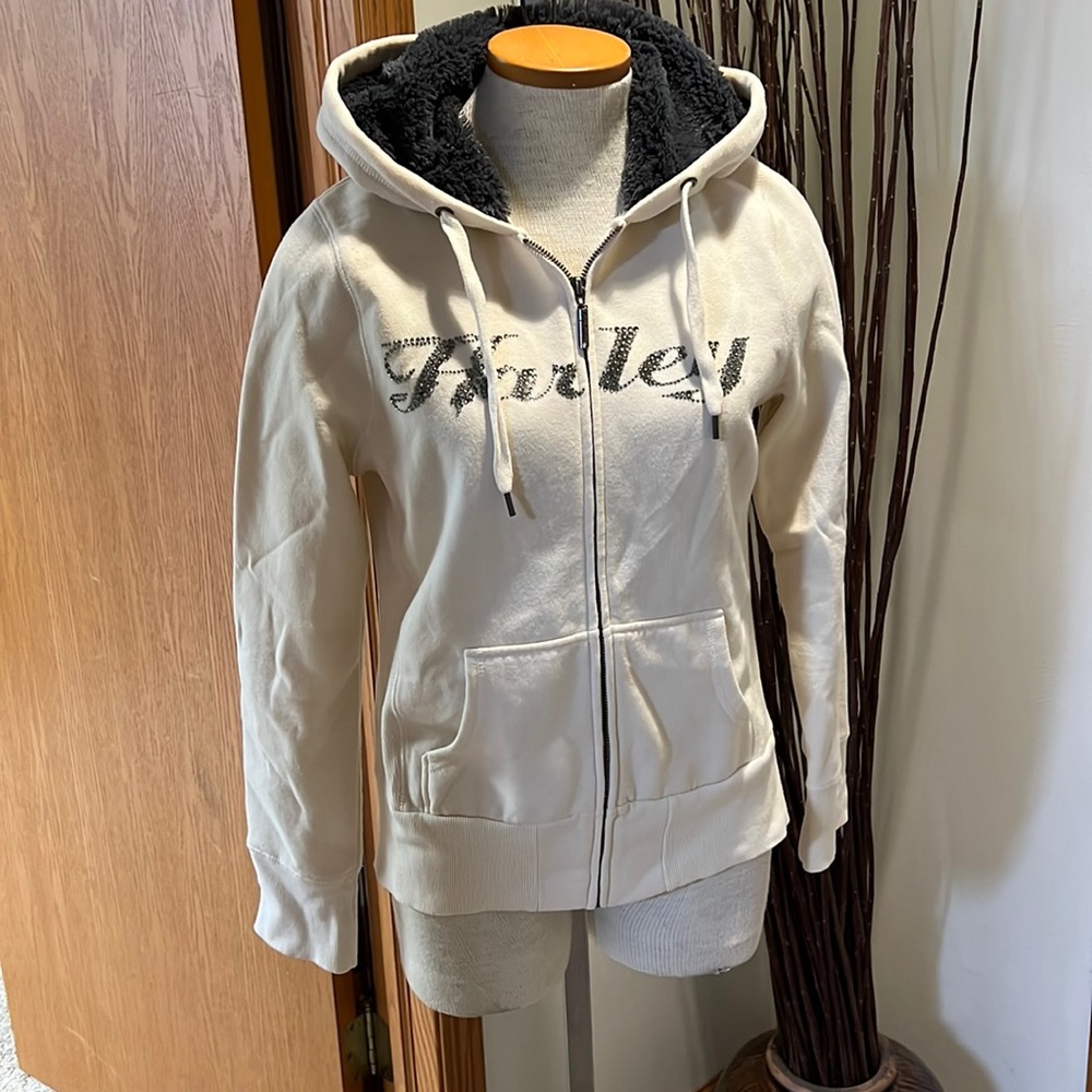 Harley-Davidson zip up hoodie cream M
